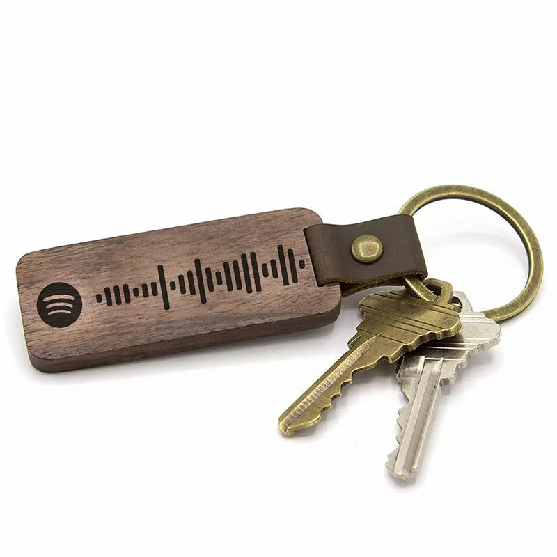 Porte-clés en bois pour lui Code Spotify à scanner Chanson de musique personnalisée
