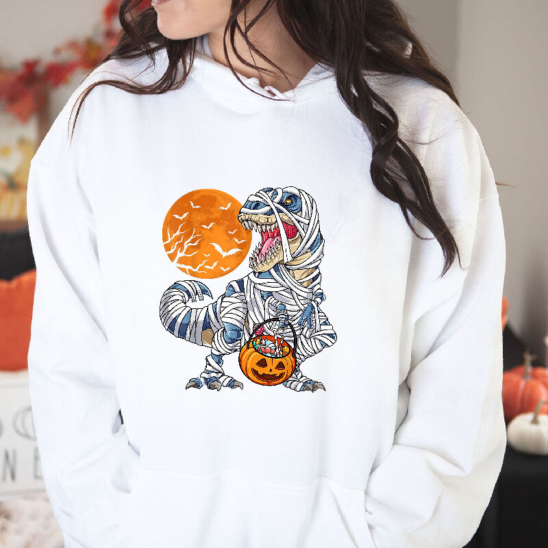 Dominant Style Hoodie with Injured Dinosaur Pattern Perfect Halloween Gift