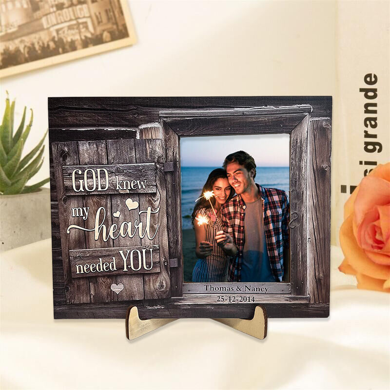 Personalized Picture Frame Simple And Best Valentine's Day Gift "God Knew My Heart"