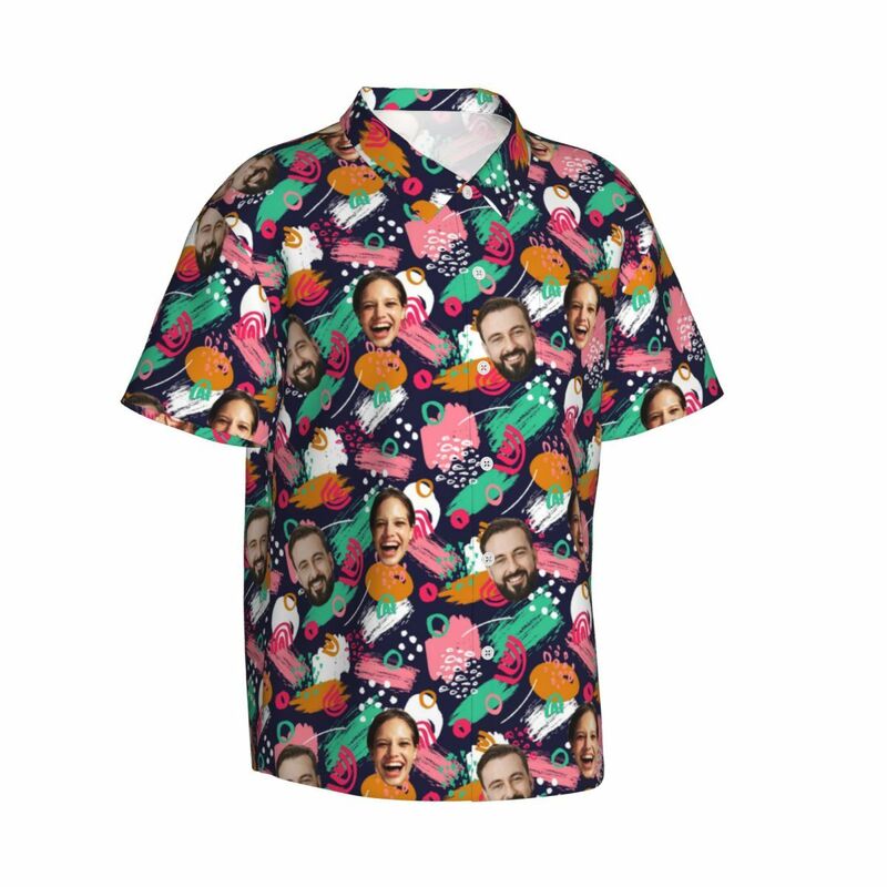 Personalisierte Hawaii-Hemden mit Doodles für Männer Tops für die Feiertage