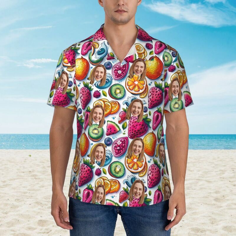 Camicie hawaiane personalizzate da uomo con stampe di frutta tropicale per famiglia