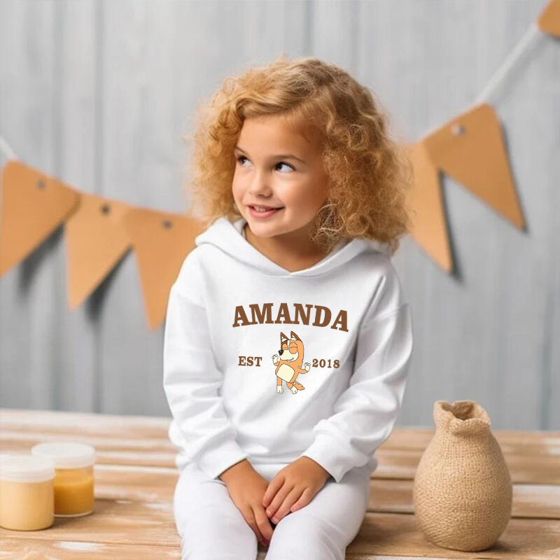 Personalized Children Hoodie Customized With Name And Year With Anime Pattern Special Gift For Girls