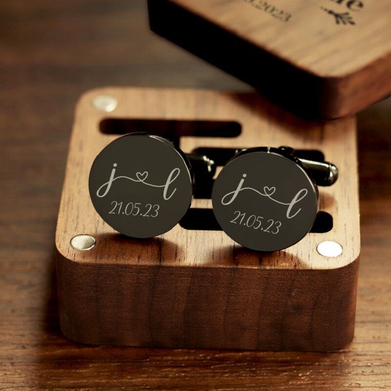 Personalisierte Manschettenknöpfe für immer und ewig Initiale Name Design Attraktives Geschenk für ihn