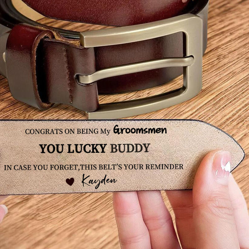 Personalized Men's Belt Genuine Leather Belt Wedding Thank You Gift for Groomsmen