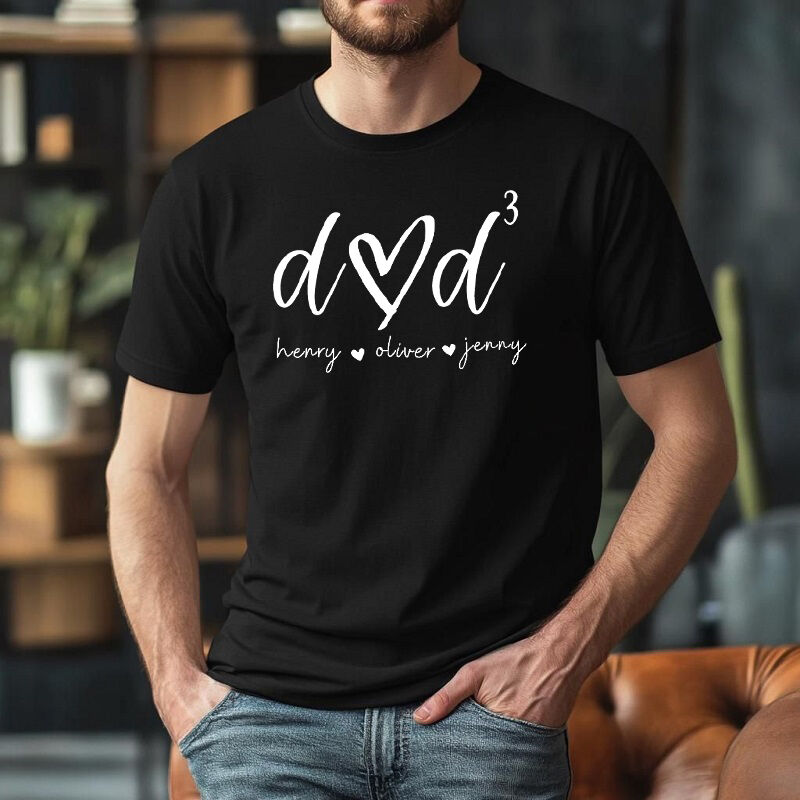 Personalized T-shirt Custom Dad with Number of Children and Names Design Attractive Father's Day Gift