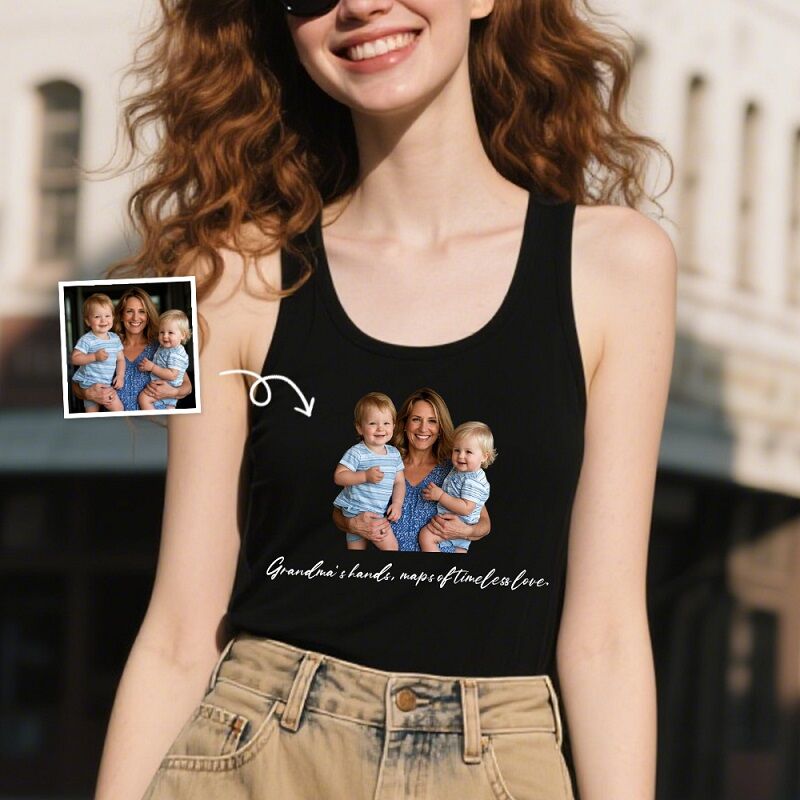 Personalized Tank Top Custom Photo Figure with Love Words Design Perfect Gift for Family
