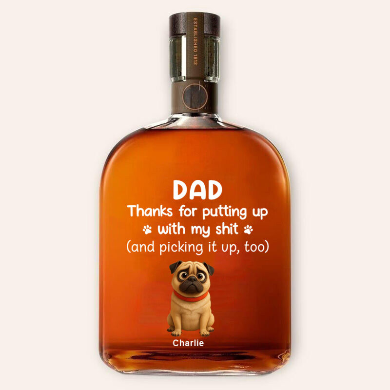 Bottiglia di whisky personalizzata con foto regalo premuroso per gli amanti degli animali domestici