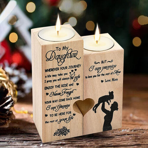 "To My Daughter Personalised Candle Holder Anniversary Craft Candlestick "Gift for Birthday and Christmas
