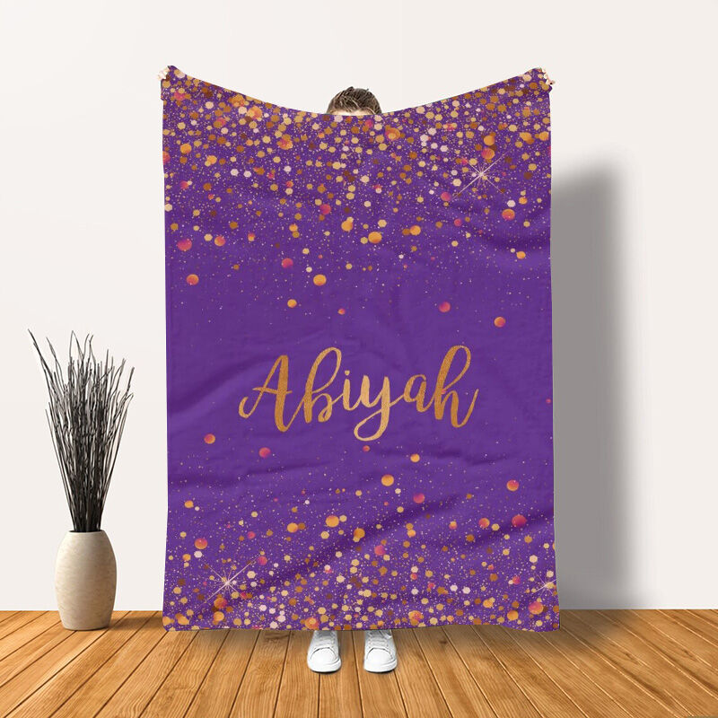 Sparkling Gold Glitter Personalized blanket with Name