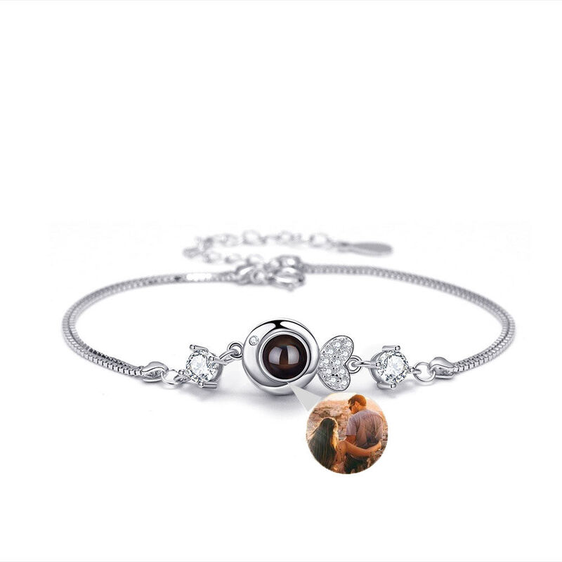 Personalized Photo Projection Bracelet with Diamonds Beautiful Gift