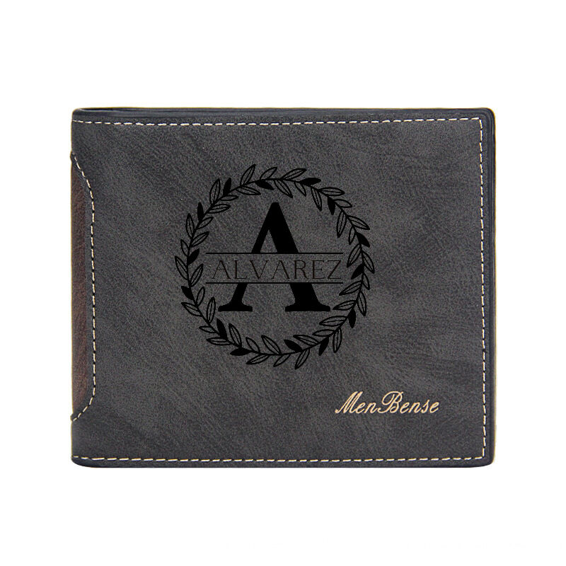 Personalized Simple Men's Wallet Custom Name and Initial Warm Father's Day Gift