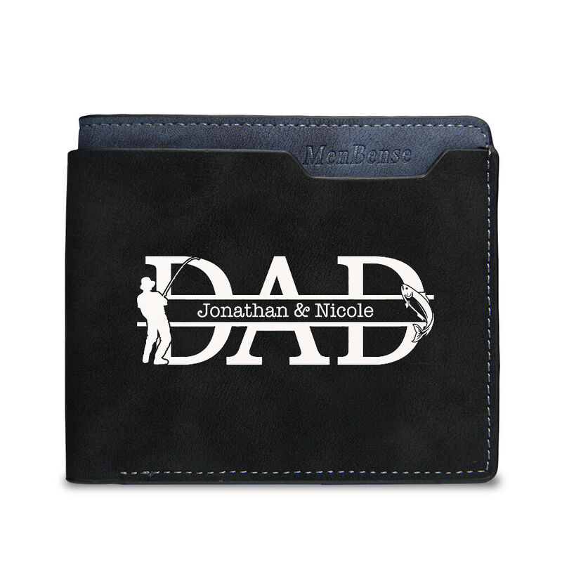 Personalized Casual Men's Wallet Custom Name With DAD Lettering Best Gift