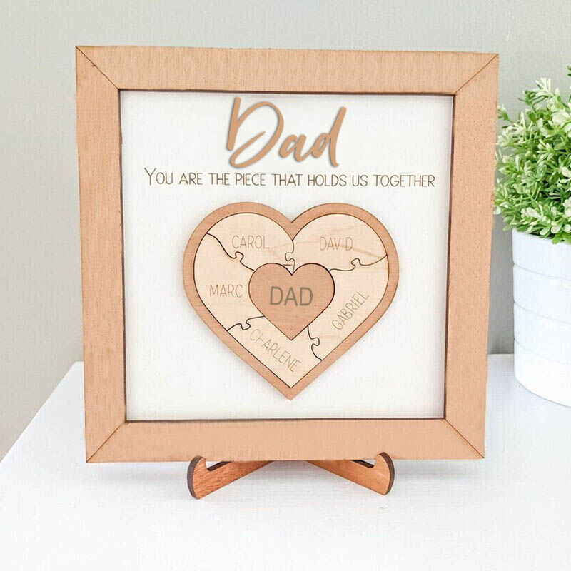 Personalized Wood Name Puzzle Frame "The Heart of Love" for Mother's Day Gift