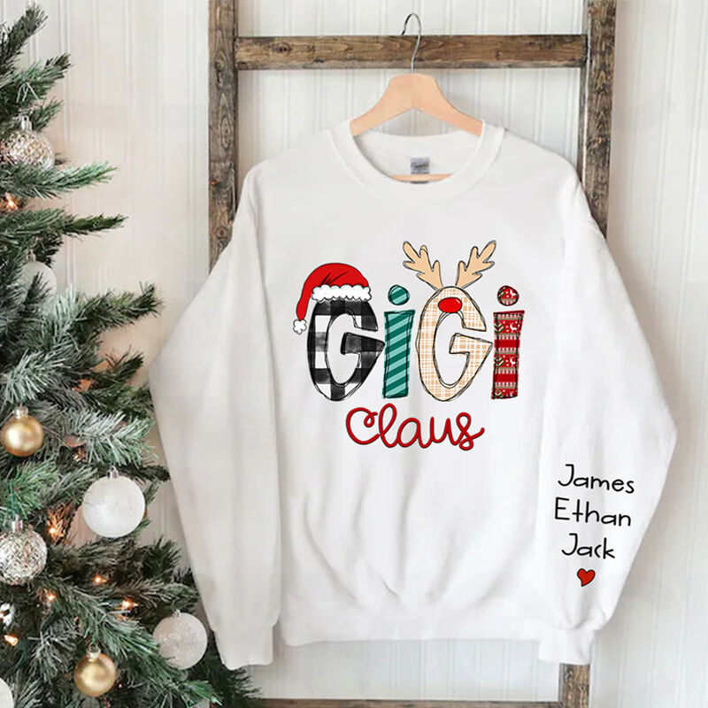 Personalized Sweatshirt Gigi Claus Design with Custom Names Great Gift for Christmas