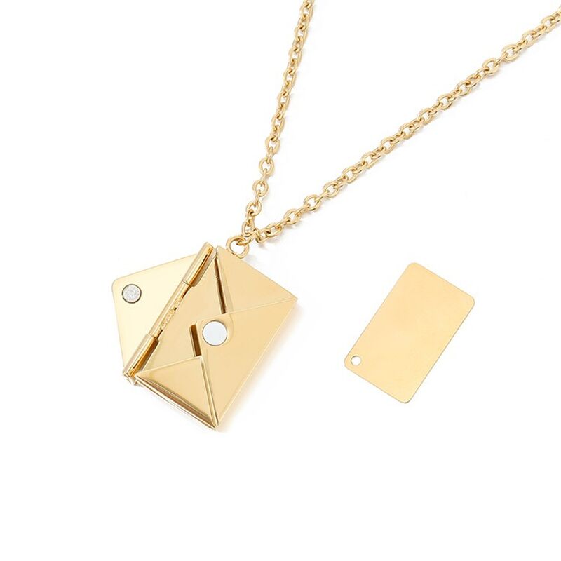 Personalized Envelope Engraved Necklace Romantic Valentine's Day Gift