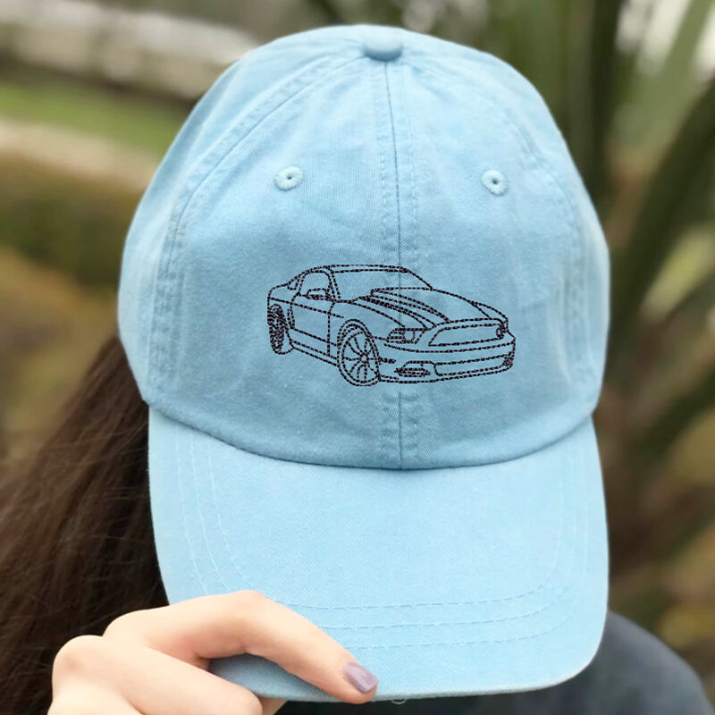 Personalisierte Kappe Individuell besticktes Auto Foto Line Design Perfektes Geschenk für Autoliebhaber
