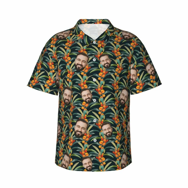 Camisas Hawaianas con Diseño de Flores y Hojas Personalizadas Camisa de Playa para Hombre