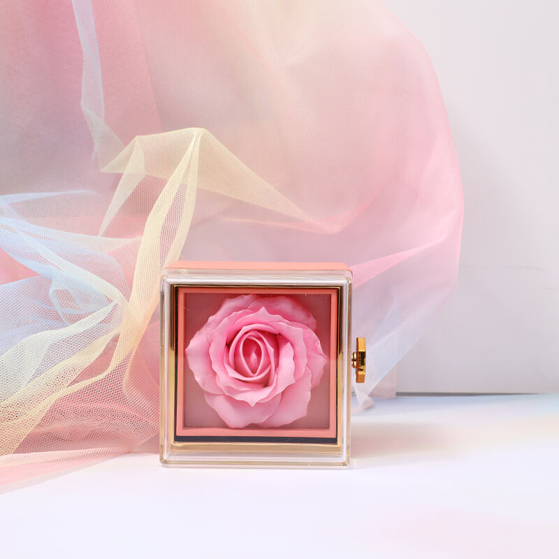 Pink Jewelry Box With Eternal Rose Romantic Gift
