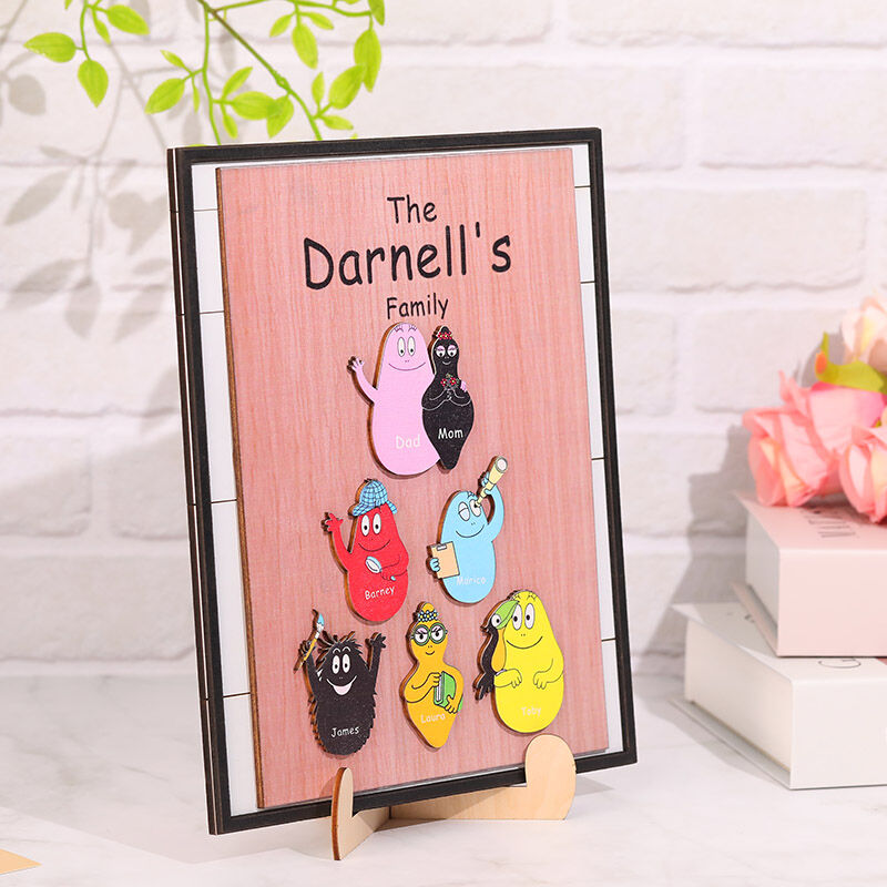 Personalisierter Barbapapa Fotorahmen Niedliches Geschenk für die Familie