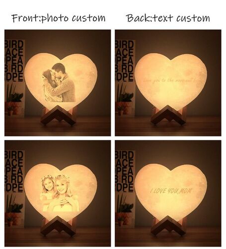 Lámpara de luna en forma de corazón personalizada 2 colores