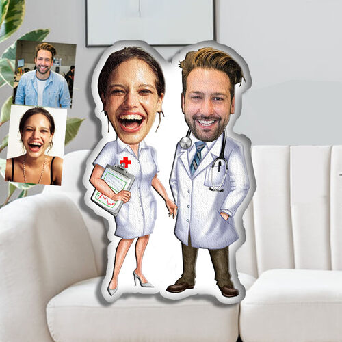 Custom Face Pillow Doctors and Nurses 3D Portrait Personalized Photo Pillow Funny Supergirl Gifts for Couple