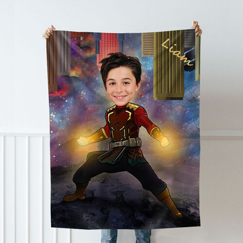 Personalized Custom Photo Blanket Anime Character Cosmic Background Flannel Blanket Gift