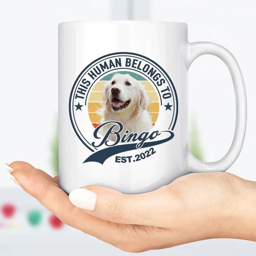 Personalized The Human Belongs To Dog Custom Photo Pet Mug