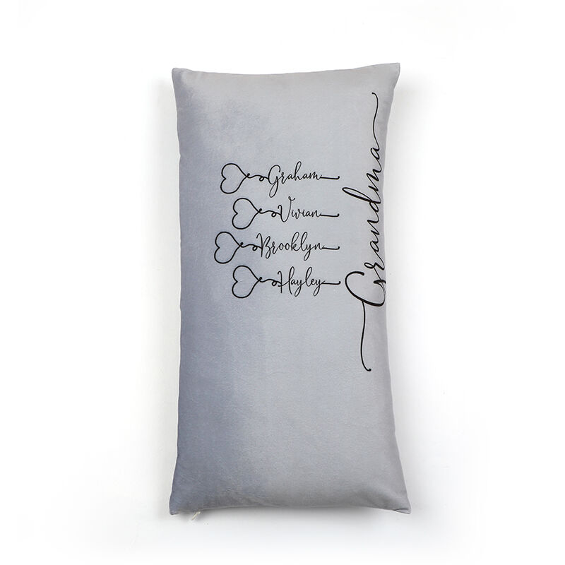 Personalized Family Pillow Engraving 1-10 Names Gray