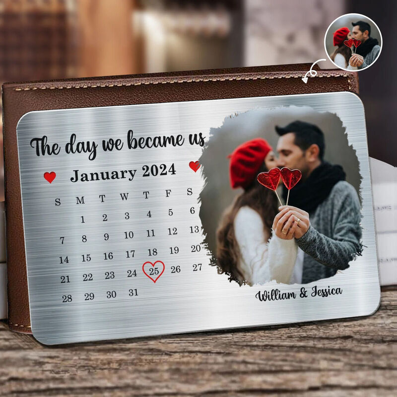 Personalized Aluminum Wallet Card Custom Calendar Commemorative Gift For Anniversary