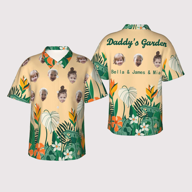 Camisa Hawaiana Personalizada Foto Niños para Papá