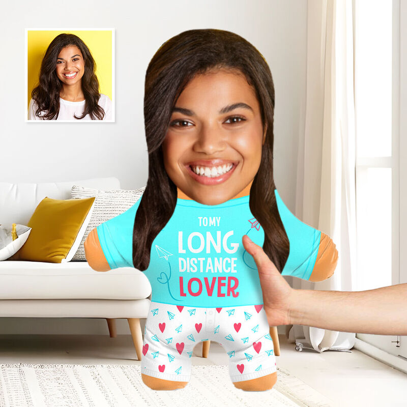 Almohada Personalizada con Foto "Para Mi Amor a Distancia" - Regalo de San Valentín para Él