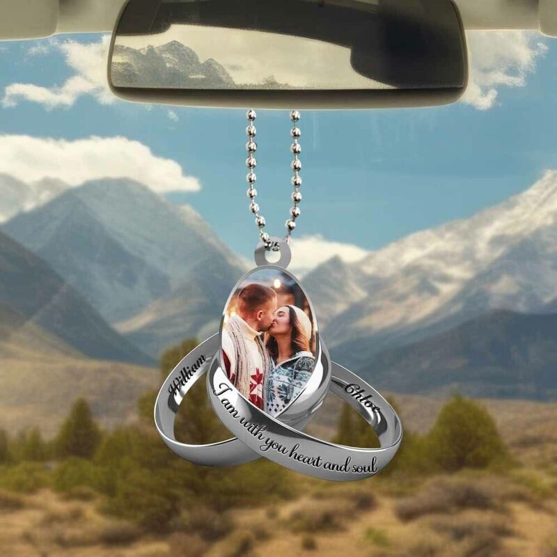 Adornos para coche personalizados con forma de anillo Sube fotos como regalo para parejas