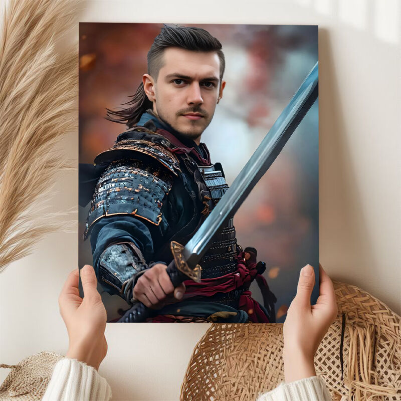 Personalized Samurai Portraits with Custom Face Swap Perfect Gift for Brother