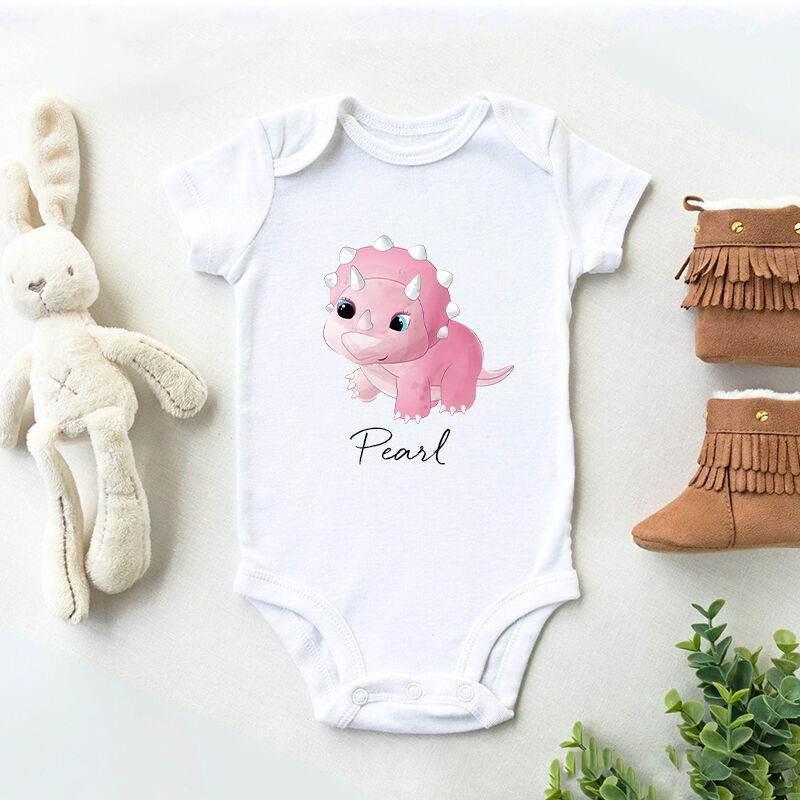 Personalized Baby Onesie Optional Cartoon Dinosaurs Pattern Attractive Baby Shower Gift for Family