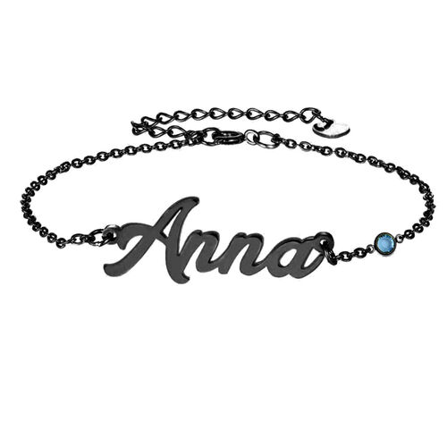 "Your Name My Surname" Engravable Name Bracelet With Birthstone