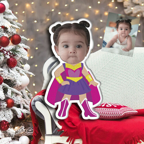 Individuelles Gesichtskissen Niedliches kleines Mädchen Minime 3D Porträt Personalisiertes Fotokissen Lustige Geschenke
