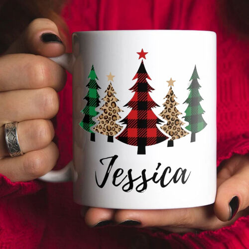 Personalized Christmas Tree Custom Name Mug