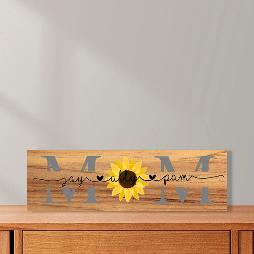 Personalized Name Wooden Plaque Sunflower Creative Gift for Mom