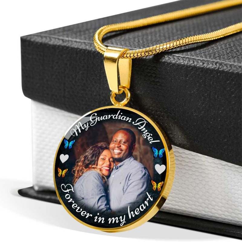 "My Guardian Angel Forever in My Heart" Custom Photo Necklace