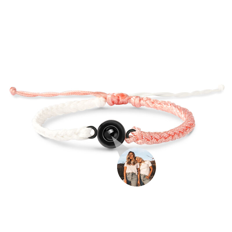 Personalized Pink and White Color Block Picture Projection Bracelet for Women and Men Gift