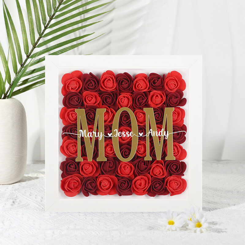 Personalisierte Rose Blumen Schatten Box Name Rührendes Geschenk zum Geburtstag