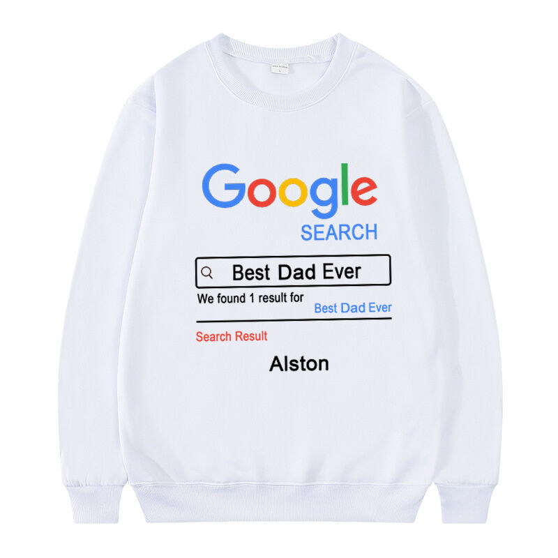Felpa personalizzata Google Search Best Dad Ever con nome personalizzato per la Festa del Papà