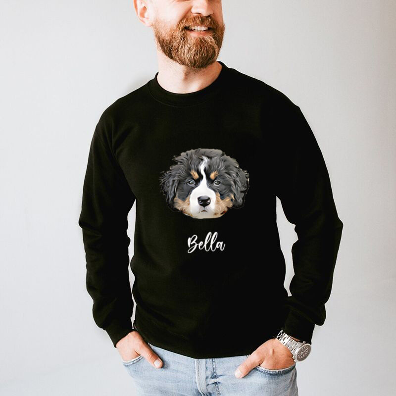 Personalized Sweatshirt with Custom Picture And Name Cartoon Style Gift for Daddy
