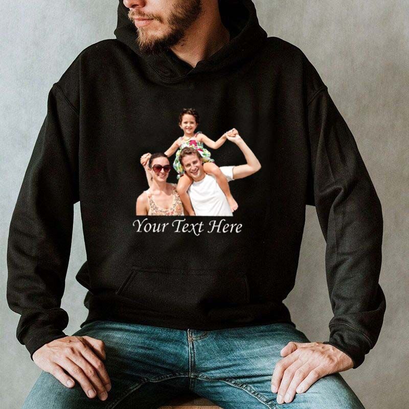 Personalized Hoodie with Custom Picture and Inscription Great Gift for Dad