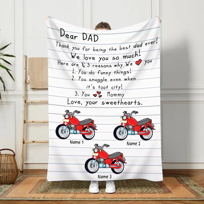 Personalized Name Blanket with Motocross Pattern Cool Gift for Dear Dad