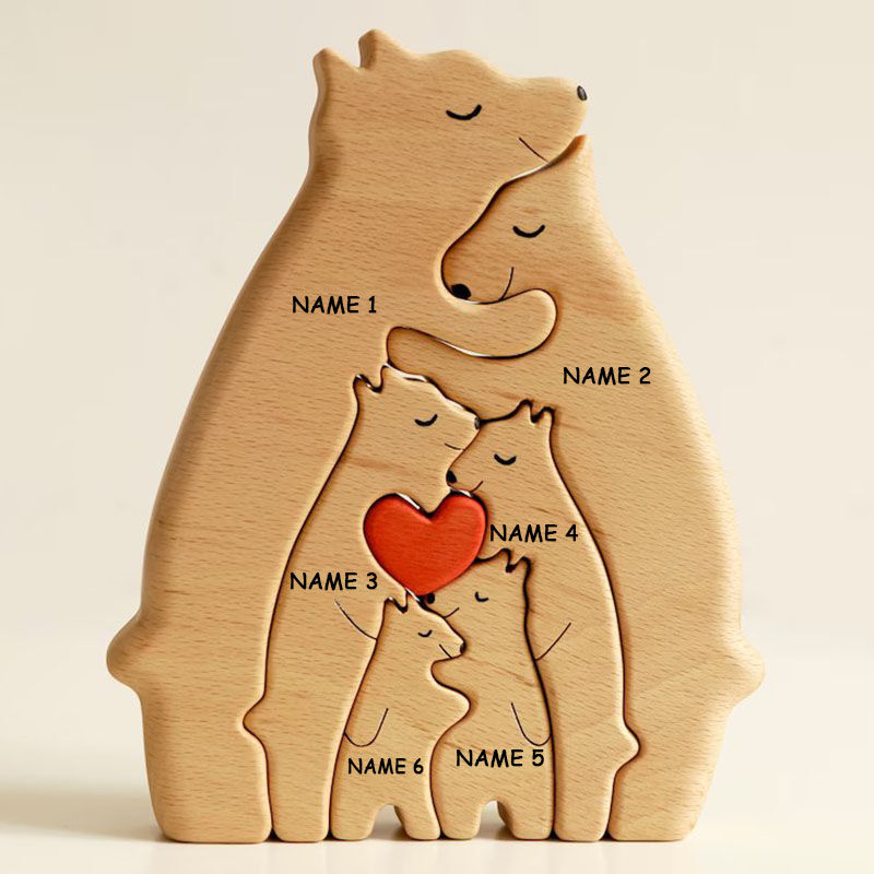 Personalized Wooden Cute Bear Custom Family Names Thanksgiving Gift
