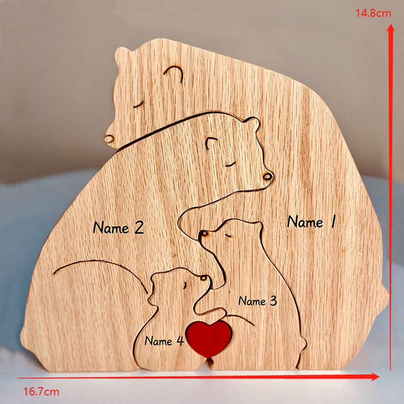 Personalized Wooden Family Bear Puzzle With Love And Commemorative Christmas Gift For Family