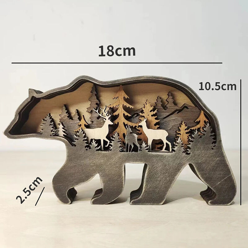 Forest Bear 3D Wood Carving Decorative Light Creative Gift for Family