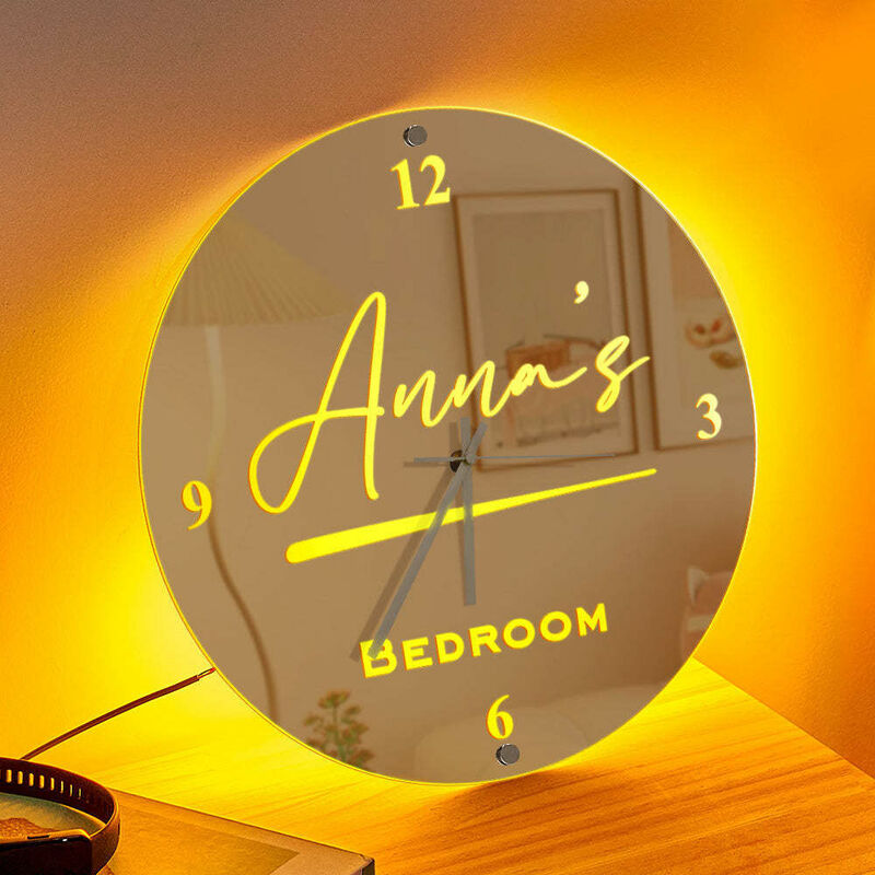 Personalized Mirror Lamp Customized Name Band Clock Cool Gift