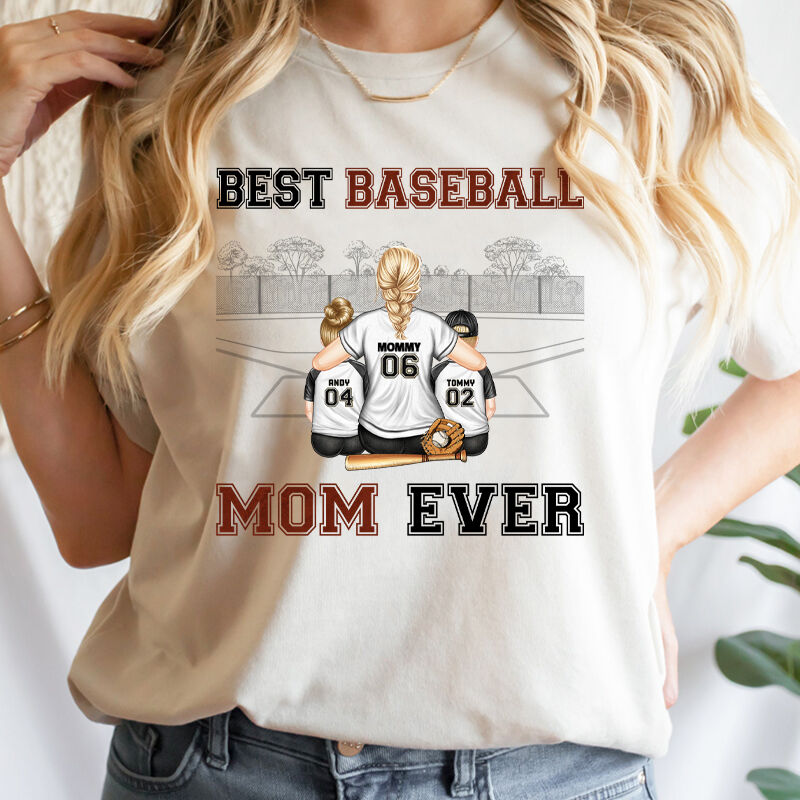 Personalized T-shirt Best Baseball Mom Ever with Custom Character Unique Gift for Mother's Day